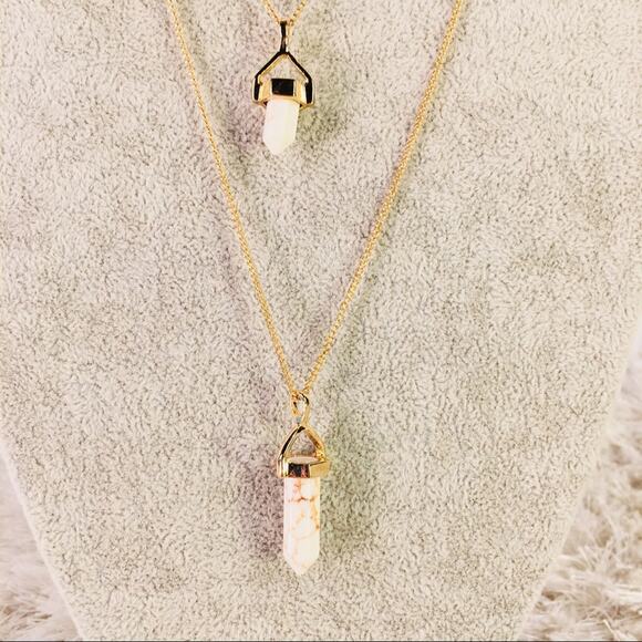 Multichain Faceted Stone Pendant Gold Necklace Multichain - Picture 2 of 6